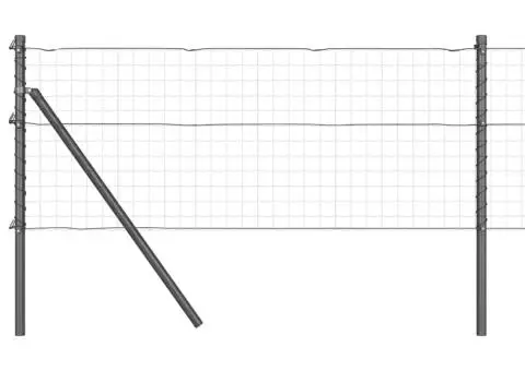 Set de stâlpi de gard Manual 13 pcs Gri Ø32mm 100 cm Oţel - 4/5