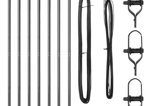 Set de Posturi de Împrejmuire 7 pcs Gri Ø32mm 150 cm Metal - 2/5