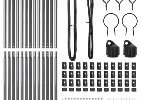 Set de stâlpi de gard Manual 13 pcs Gri Ø32mm 150 cm Oţel - 3/5