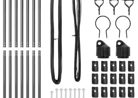 Set de stâlpi de împrejmuire 7 pcs Gri Ø32mm 200 cm Metal - 3/5