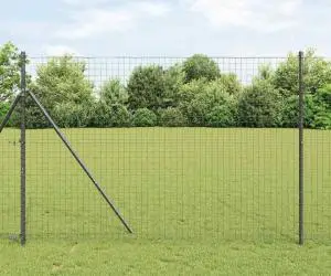 Set de stâlpi de fence Manual 13 pcs Gri Ø32mm 200 cm
