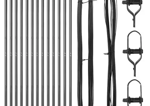 Set de Stâlpi de Împrejmuire 13 pcs Gri Ø32mm 210 cm Metal - 3/5