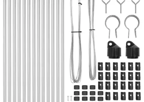 Set Stâlpi de Gard 13 pcs Argintiu Ø32mm 120 cm Oțel galvanizat - 3/5