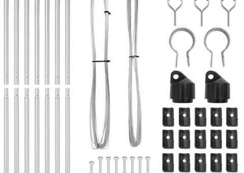 Set Stâlpi de Gard 7 pcs Argintiu Ø32mm 150 cm Oțel galvanizat - 3/5