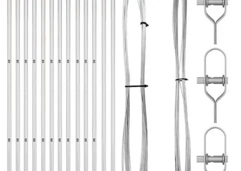 Set stâlpi împrejmuire Manual 13 pcs Argintiu Ø32mm 160 cm Oţel - 2/5