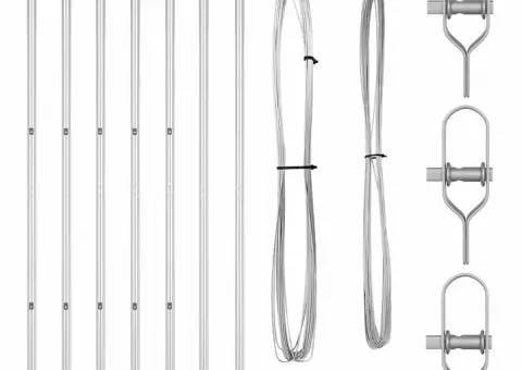 Set Stâlpi pentru Gard Manual 7 pcs Argintiu Ø32mm 210 cm - 3/5