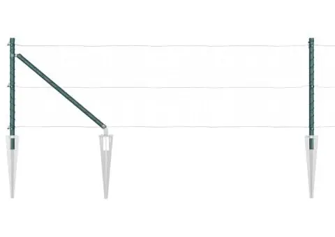 Set de stâlpi de gard cu cuie 13 pcs Verde Ø32mm 160 cm Metal - 2/5