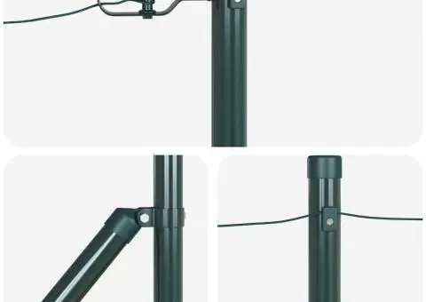 Set de stâlpi de gard cu cuie 13 pcs Verde Ø32mm 160 cm Metal - 5/5