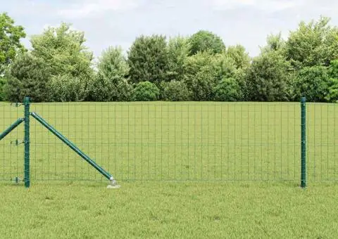 Set de Stâlpi de Împrejmuire 13 pcs Verde Ø32mm 100 cm Metal - 1/5