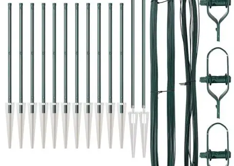 Set de Stâlpi de Împrejmuire 13 pcs Verde Ø32mm 100 cm Metal - 3/5