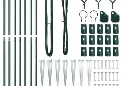 Set de stâlpi de gard Manual 7 pcs Verde Ø32mm 160 cm Metal - 4/5