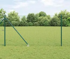 vidaXL Set de posturi de gard cu ţepi 7 pcs Verde Ø32mm 160 cm Metal