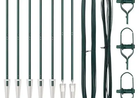 Set de posturi de gard cu ţepi 7 pcs Verde Ø32mm 160 cm Metal - 2/5
