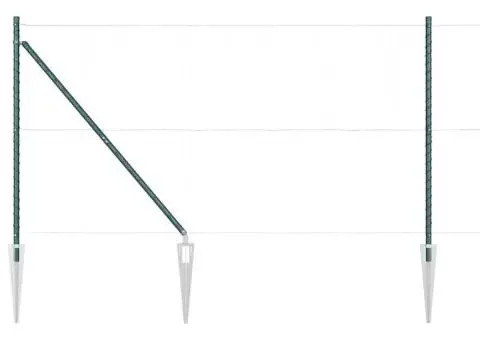 Set de posturi de gard cu ţepi 7 pcs Verde Ø32mm 160 cm Metal - 4/5