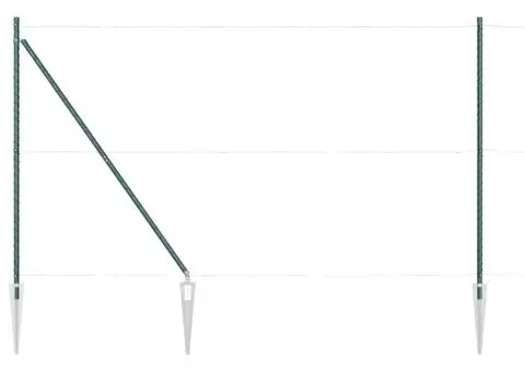 Set de stâlpi de împrejmuire 7 pcs Verde Ø32mm 160 cm Metal - 4/5