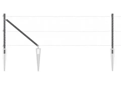 Set de stâlpi de gard Manual 7 pcs Gri Ø32mm 60 cm Metal - 2/5