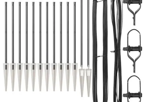 Set de stâlpi de împrejmuire 13 pcs Gri Ø32mm 100 cm Metal - 3/5