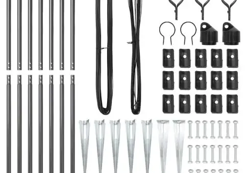 Set Stâlpi de Gard Manual 7 pcs Gri Ø32mm 160 cm Metal, Plastic - 4/5
