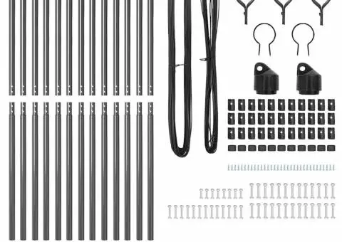 Set de stâlpi de gard Manual 13 pcs Gri Ø32mm 160 cm Metal - 3/5