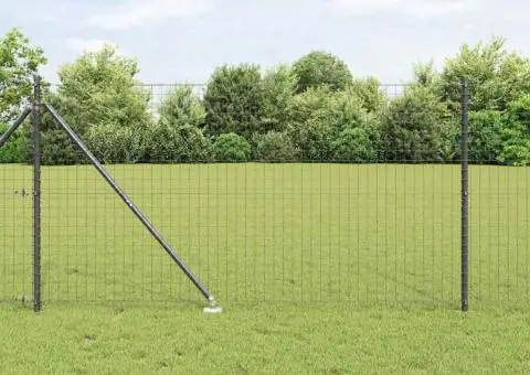 Set de stâlpi de gard Manual 7 pcs Gri Ø32mm 160 cm Metal - 1/5