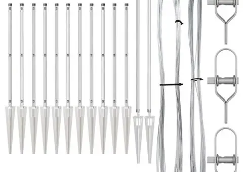 Set posturi gard cu vârf Manual 13 pcs Argintiu Ø32mm 160 cm - 4/5