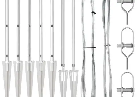 Set de stâlpi de gard Manual 7 pcs Argintiu Ø32mm 120 cm - 4/5