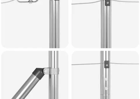 Stâlpi de Gard 7 pcs Argintiu Ø32mm 160 cm Oțel galvanizat - 5/5