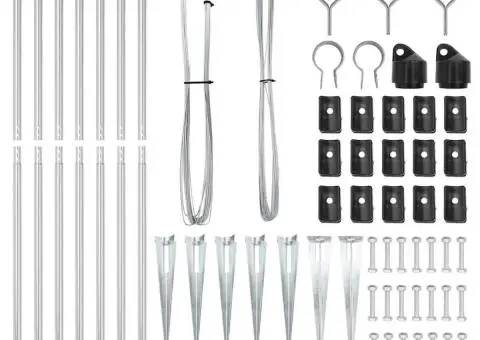 Set de stâlpi de gard Manual 7 pcs Argintiu Ø32mm 160 cm - 4/5