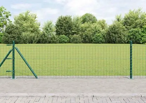 Set de stâlpi de gard 13 pcs Verde Ø32mm 50 cm Metal, Beton - 1/5