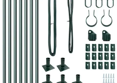 Set de stâlpi de gard cu plăci de bază 7 pcs Verde Ø32mm 90 cm - 3/5