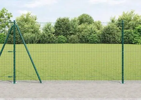 Set de stâlpi de gard cu plăci de bază 7 pcs Verde Ø32mm 160 cm - 1/5