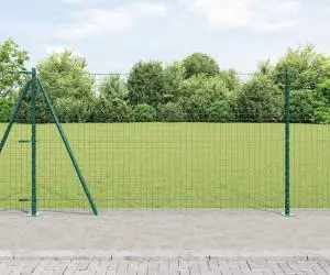 vidaXL Set de stâlpi pentru gard cu plăci de bază Manual 13 pcs Verde