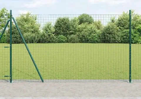 Stâlpi de gard cu plăci de bază 13 pcs Verde Ø32mm 160 cm - 1/5