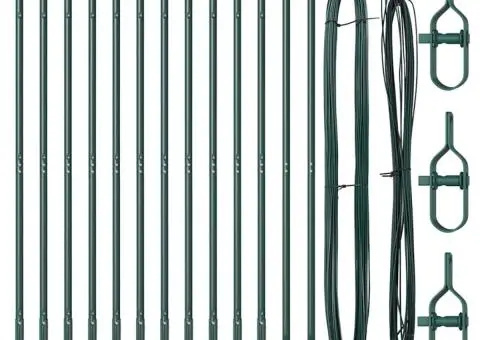 Stâlpi de gard cu plăci de bază 13 pcs Verde Ø32mm 160 cm - 3/5