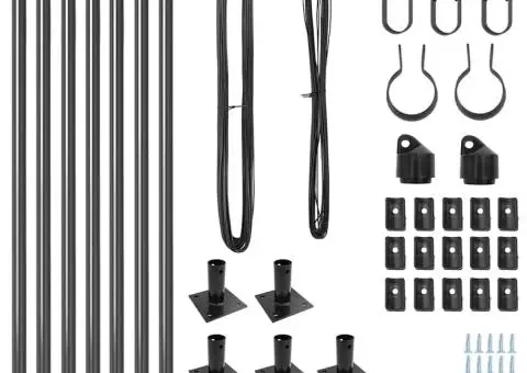 Set posturi gard Manual 7 pcs Gri Ø32mm 160 cm Beton, metal - 4/5