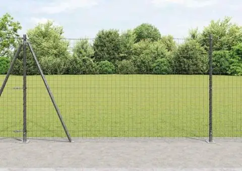 Set de stâlpi de gard 13 pcs Gri Ø32mm 160 cm Beton, metal - 1/5