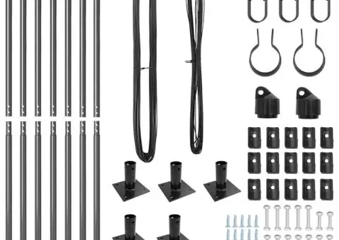 Set de stâlpi de gard Manual 7 pcs Gri Ø32mm 160 cm Oţel - 4/5