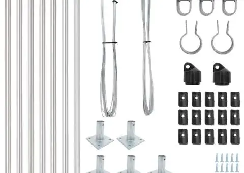 Set de stâlpi de gard Manual 7 pcs Argintiu Ø32mm 160 cm - 4/5