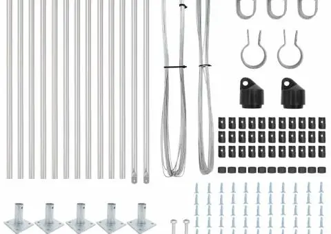 Set de stâlpi de gard cu plăci de bază Manual 13 pcs Argintiu - 4/5