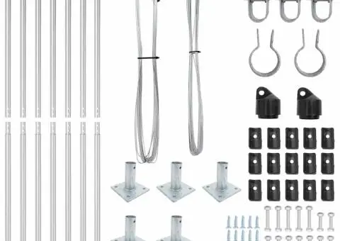 Set Stâlpi de Gard 7 pcs Argintiu Ø32mm 160 cm Oțel galvanizat - 4/5
