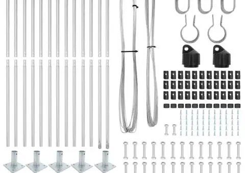 Set de posturi de împrejmuire 13 pcs Argintiu Ø32mm 160 cm - 4/5