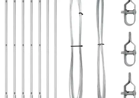 Set Stâlpi de Gard 7 pcs Argintiu Ø32mm 160 cm Oțel galvanizat - 3/5