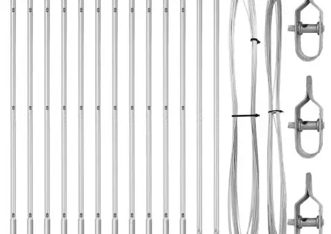 Stâlpi de gard 13 pcs Argintiu Ø32mm 160 cm Oțel galvanizat - 3/5