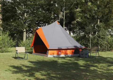 Cort de familie Tipi gri și portocaliu, impermeabil pentru 8 persoane - 1/5