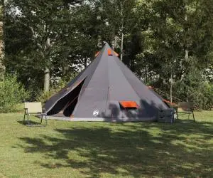 vidaXL Cort de familie tipi gri și portocaliu 12 persoane impermeabil