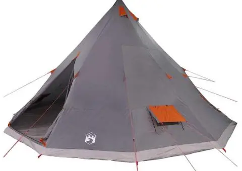 Cort de familie tipi gri și portocaliu 12 persoane impermeabil - 2/5