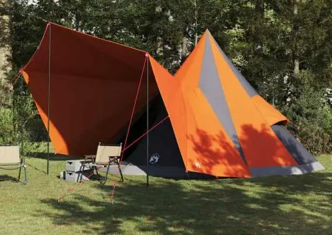 Cort de Familie Tipi Gri și Portocalie 12 Persoane Waterproof - 1/5