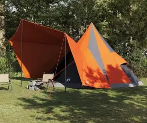 vidaXL Cort de Familie Tipi Gri și Portocalie 12 Persoane Waterproof
