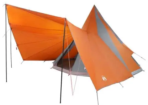Cort de Familie Tipi Gri și Portocalie 12 Persoane Waterproof - 2/5