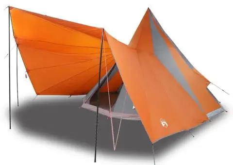 Cort de Familie Tipi Gri și Portocalie 12 Persoane Waterproof - 3/5